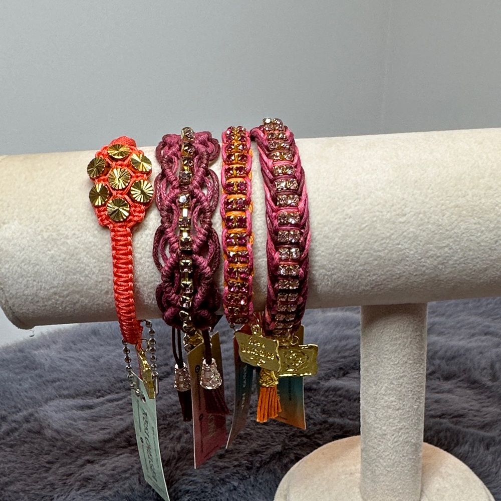 NWT - Elegant Pink and Gold Bracelet Set with Swarovski crystals